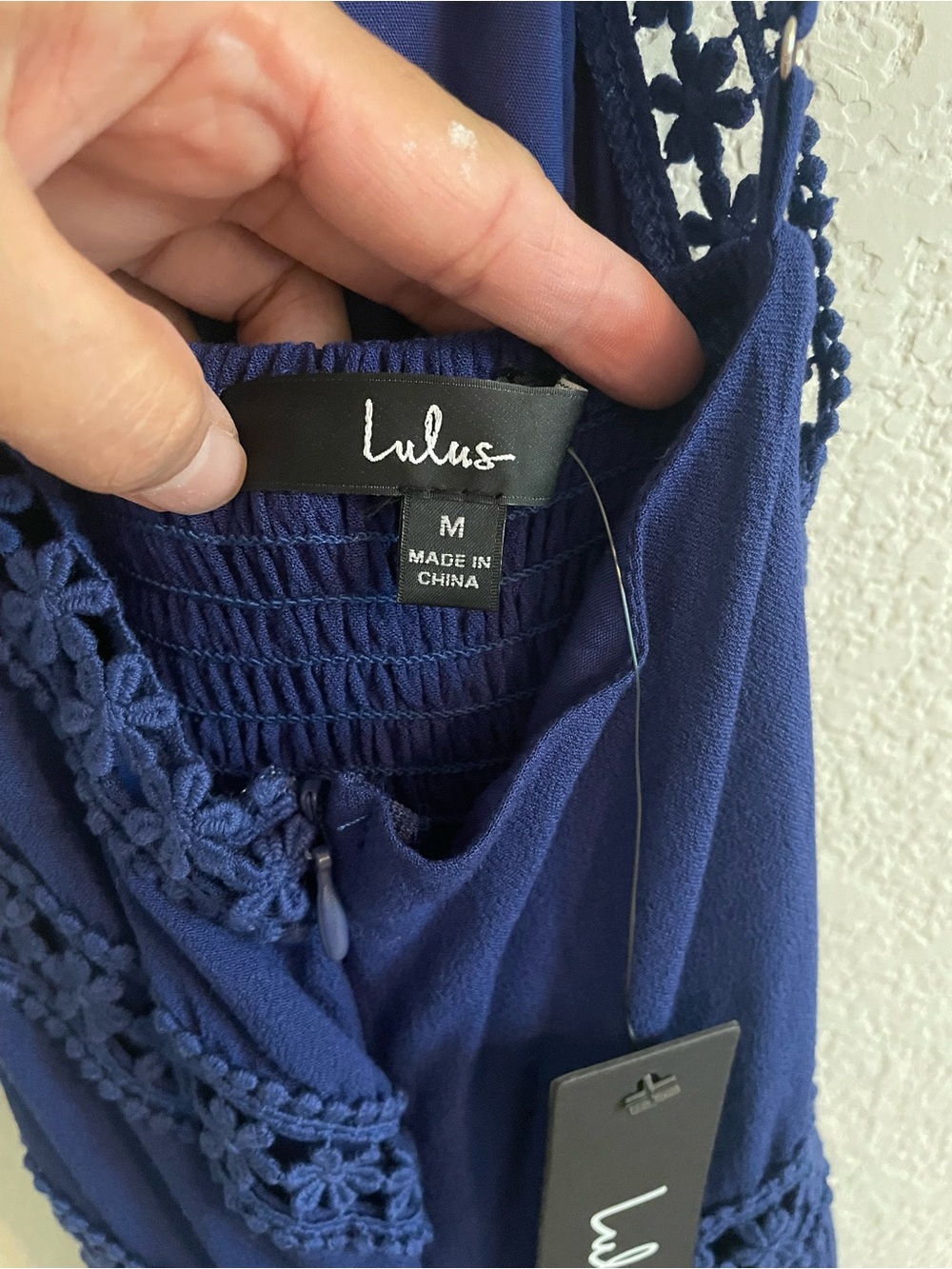 Lulu's Navy Crochet lace Mini Dress - Picture 5 of 6